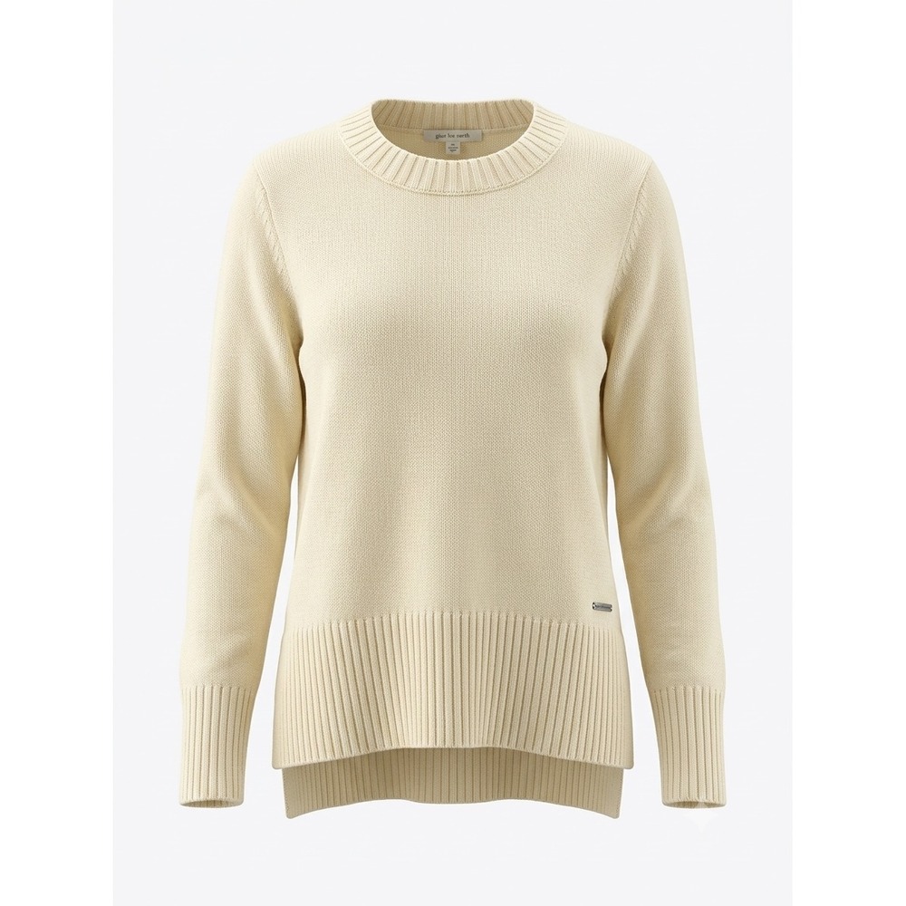 Peace Love World Womens Cream Cozy Chic Cotton Crewneck Sweater Rust Stripe M